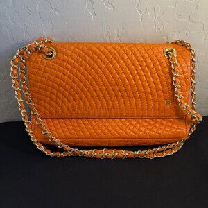 Bally Orange Quilted Shoulder Bag